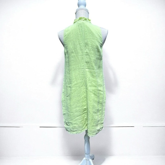 🌻TOMMY BAHAMA Two Palms Ruffle Linen Shift Dress In Green | Size Small - Picture 8 of 12